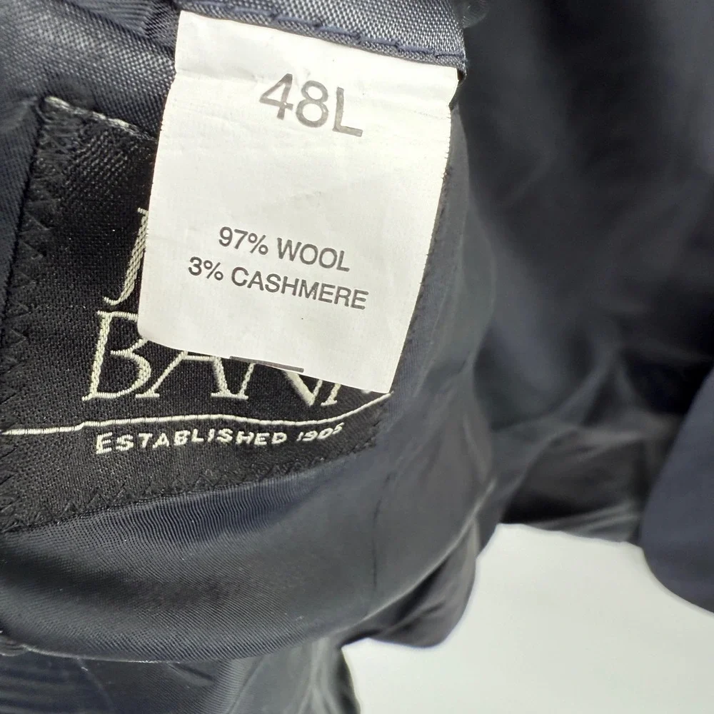 Jos A Bank Mens Blazer 48L Black Wool Cashmere Business Sport‎ Coat *READ